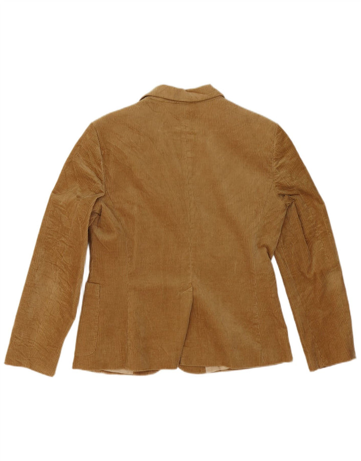 Benetton Damen-Blazerjacke aus Cord mit 3 Knöpfen, IT 46, große braune Baumwolle