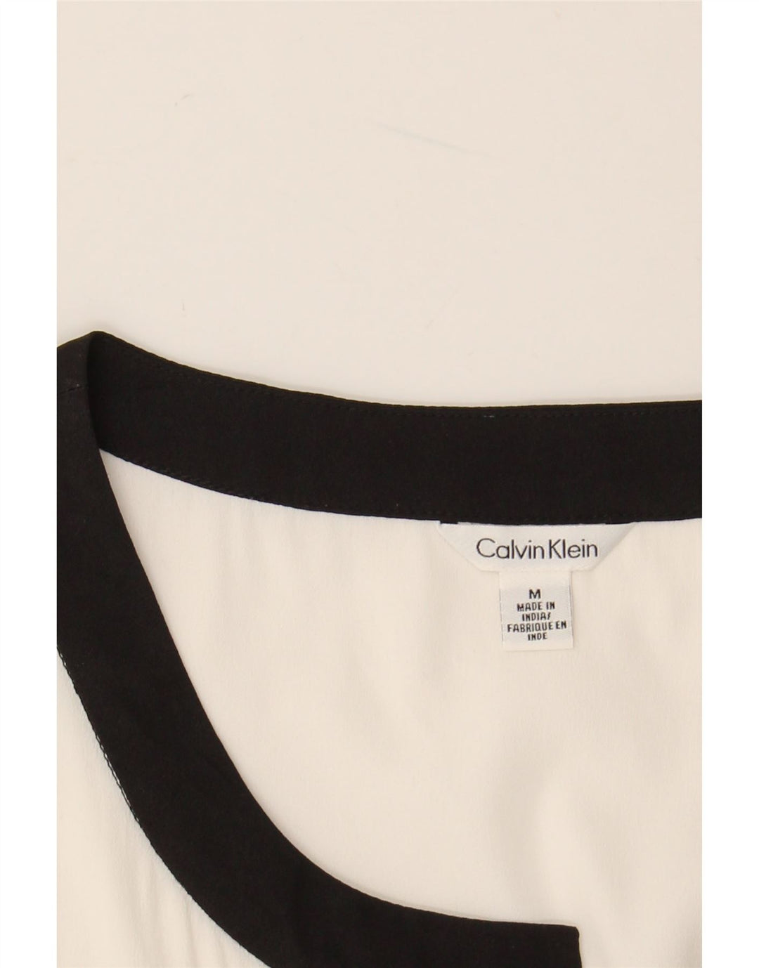 CALVIN KLEIN Damen ärmelloses Blusenoberteil UK 14 Mittelweiß Farbblock