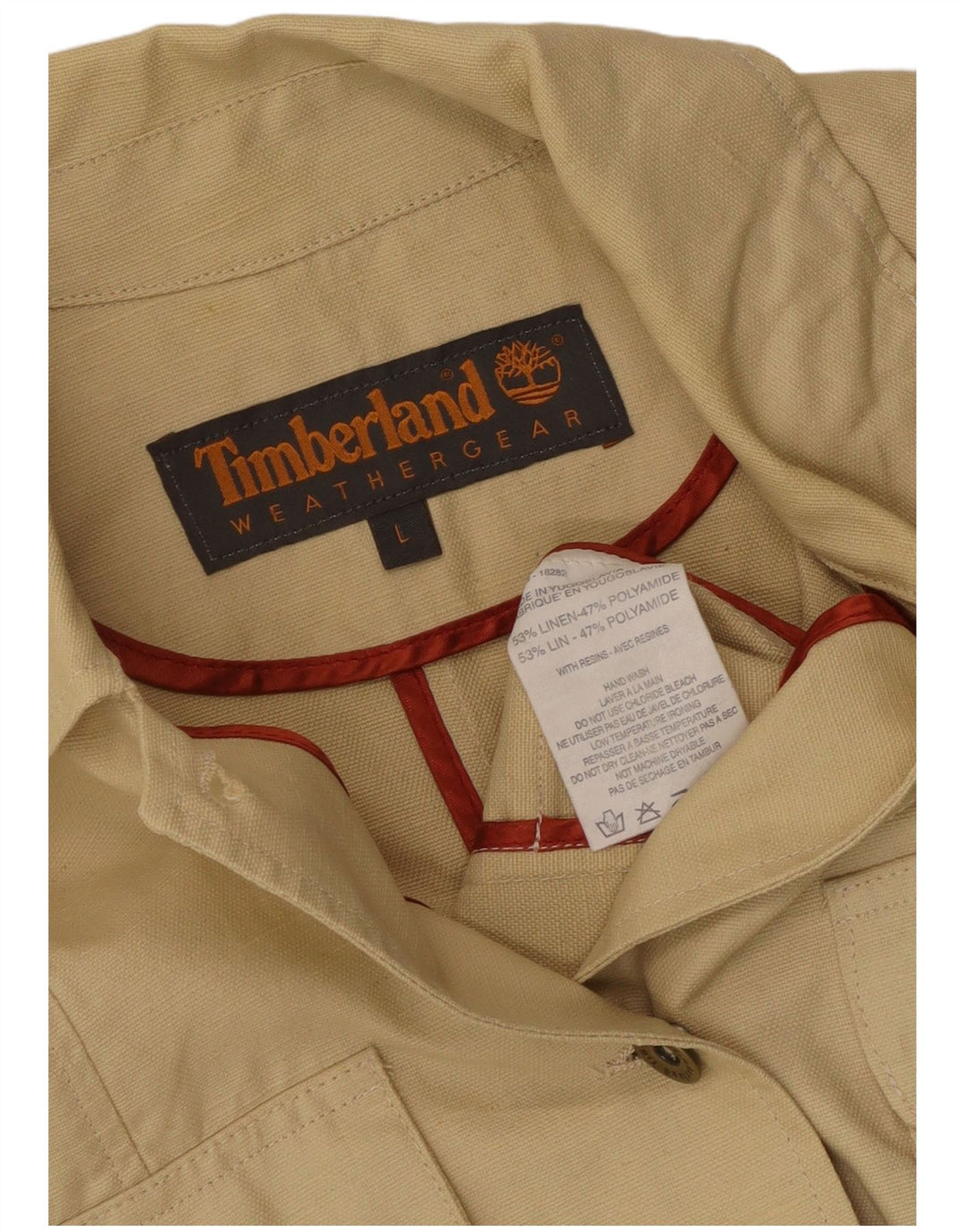 Timberland Damen Utility-Jacke UK 14 Large Beige Leinen