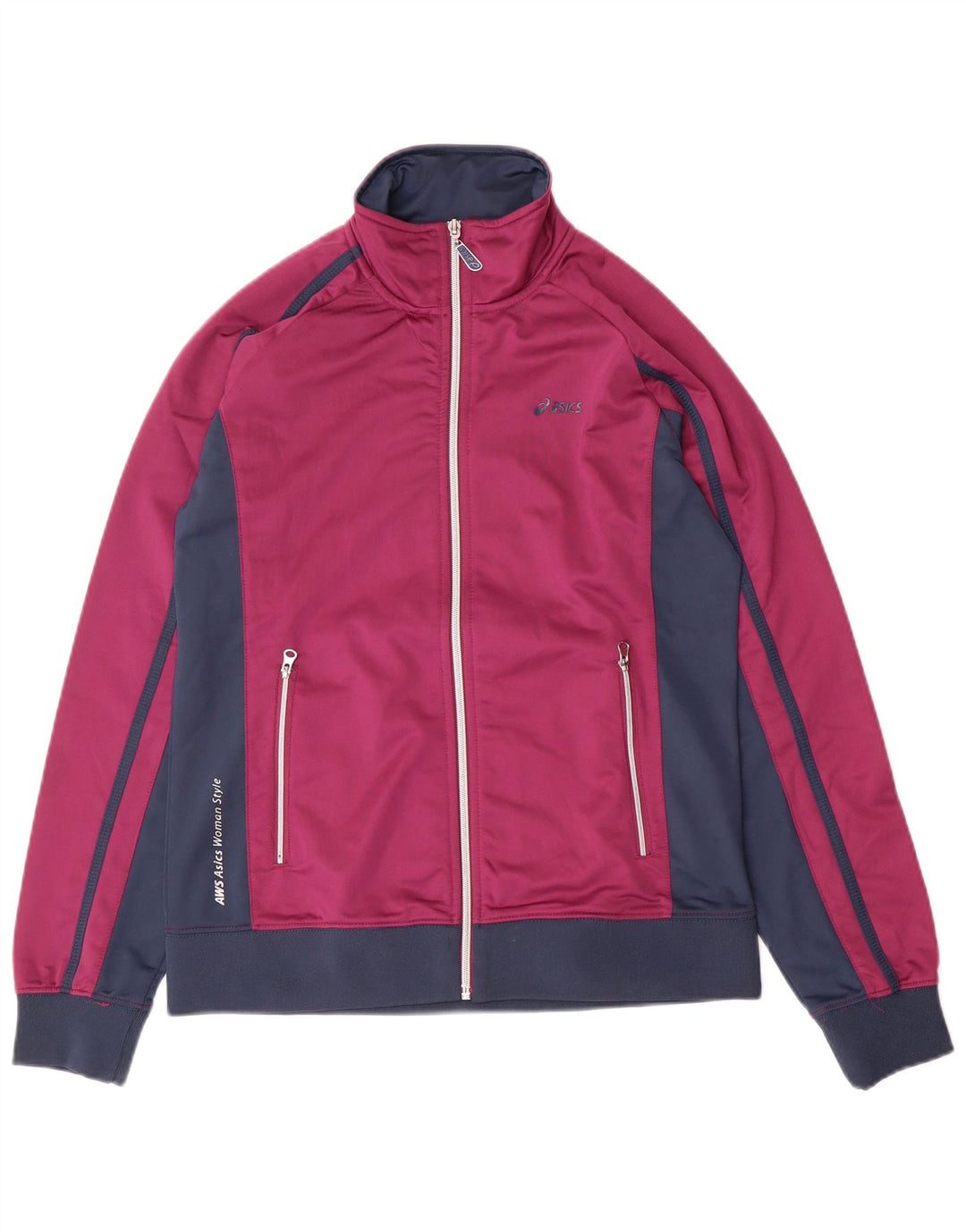 ASICS Damen-Trainingsanzug-Top-Jacke, UK 14, groß, lila, Farbblock-Polyester