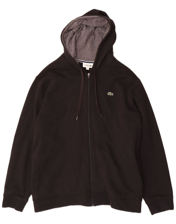 Lacoste Herren-Kapuzenpullover mit Reißverschluss, Größe 9 4XL, schwarze Baumwolle