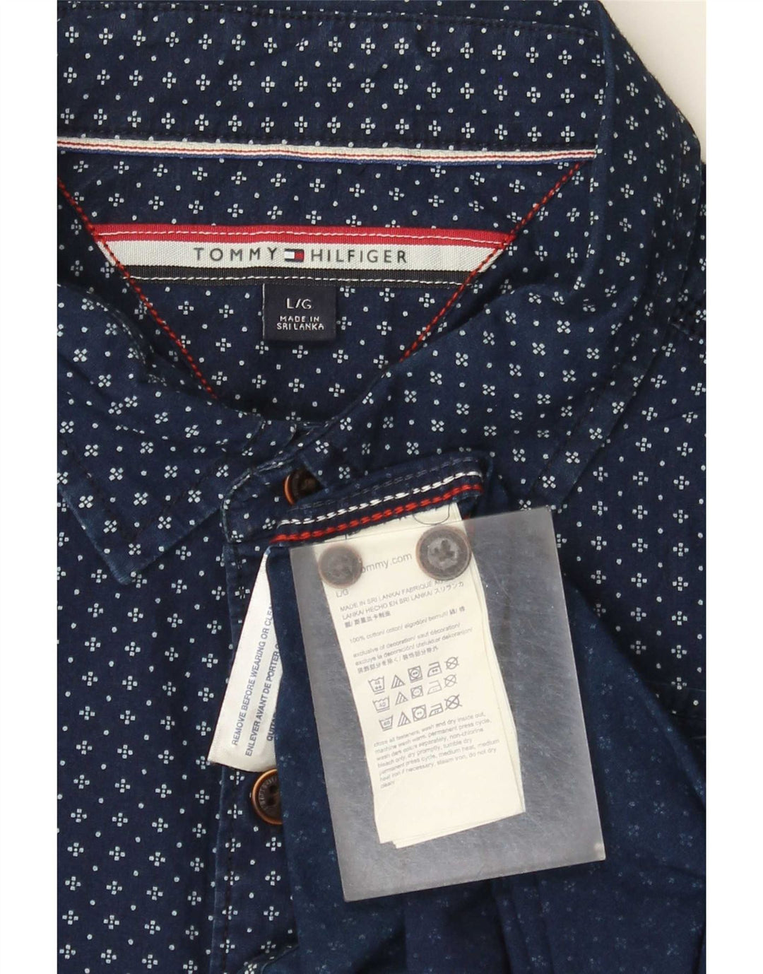Tommy Hilfiger Herren-Hemd mit abstraktem Muster, groß, marineblau, Baumwolle