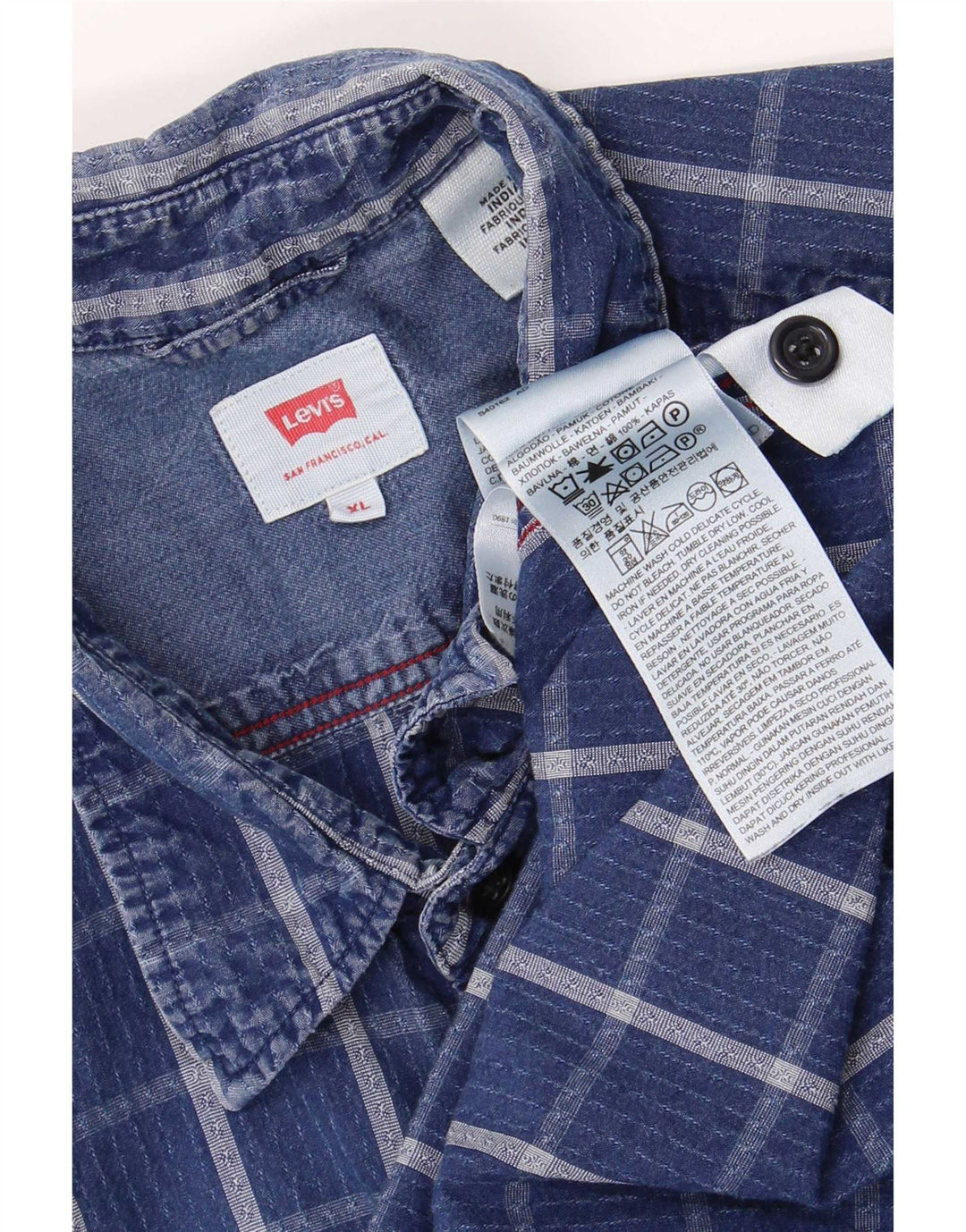 Levi's Herrenhemd XL, blau kariert, Baumwolle