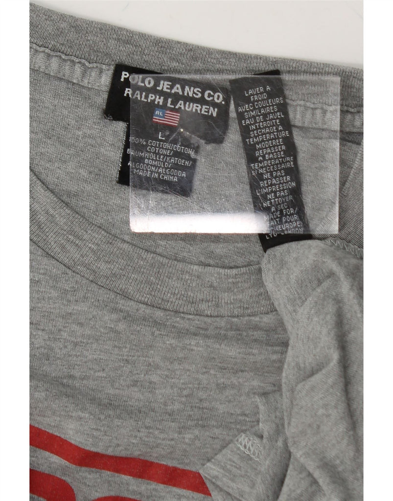 RALPH LAUREN Mens Graphic T-Shirt Top Large Grey Cotton Vintage Ralph Lauren and Second-Hand Ralph Lauren from Messina Hembry 