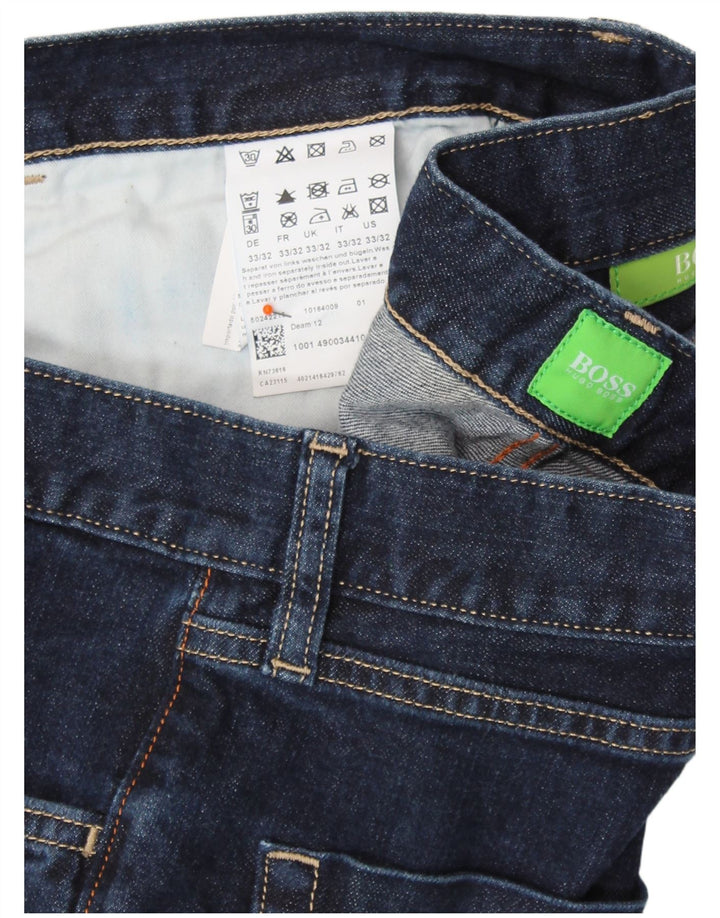 HUGO BOSS Herren verkürzte Jeans W33 L25 marineblaue Baumwolle