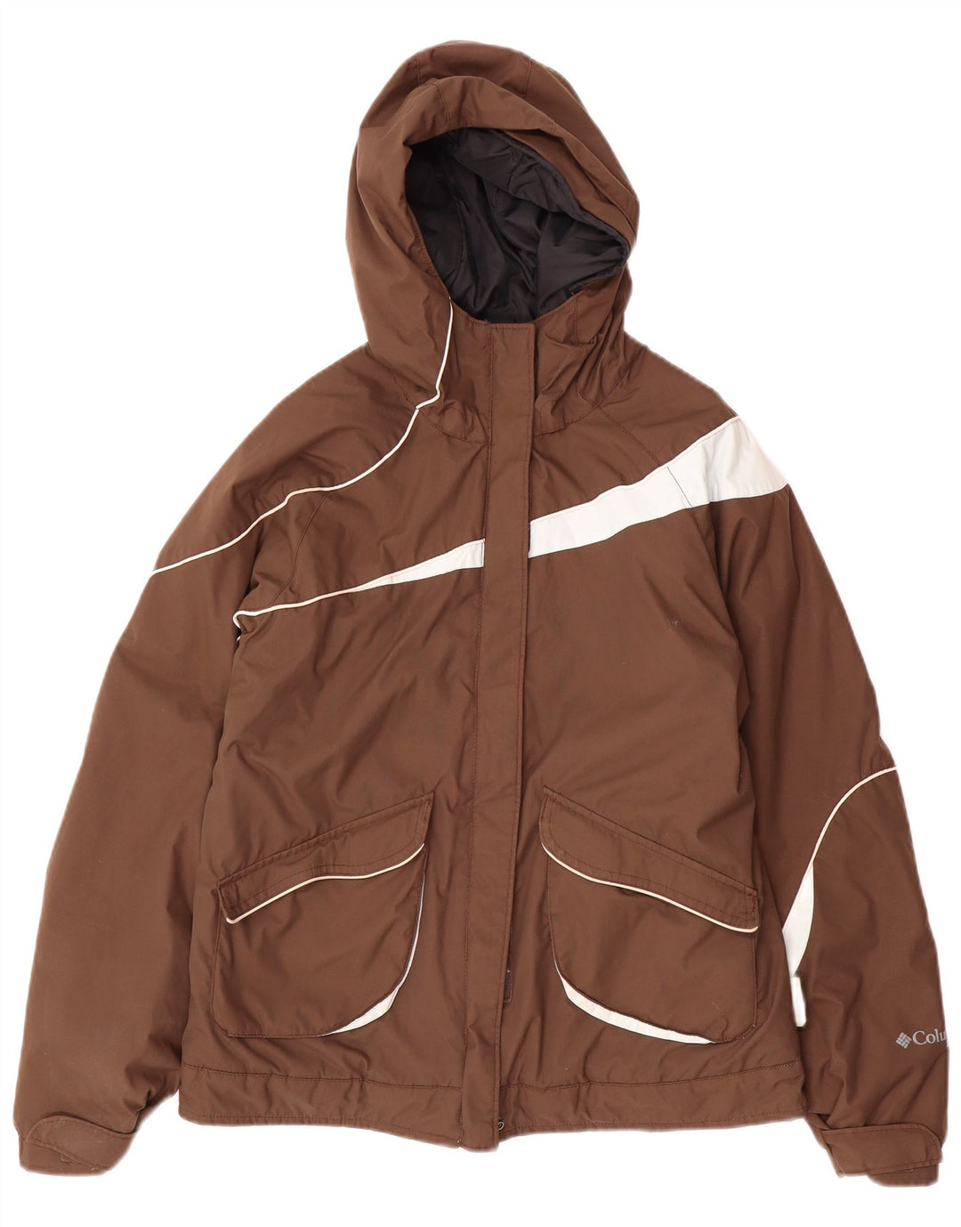 COLUMBIA Damen-Windjacke mit Kapuze, UK 14, mittelbraun, Farbblock