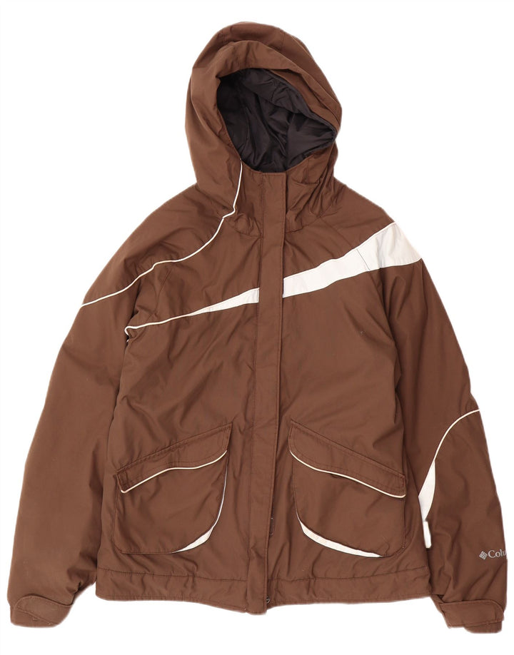 COLUMBIA Damen-Windjacke mit Kapuze, UK 14, mittelbraun, Farbblock