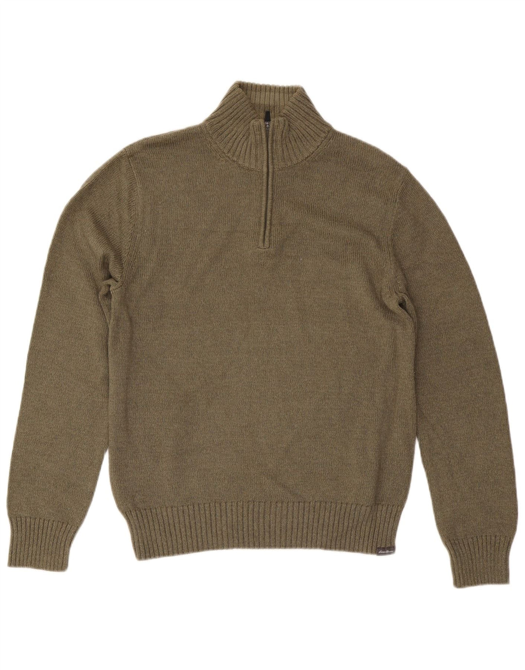 EDDIE BAUER Herren-Pullover mit Reißverschluss am Hals, kleine Khaki-Baumwolle