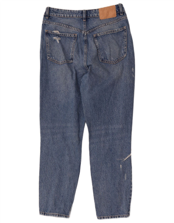 Zara Damen Distressed Straight Jeans EU 40 Medium W30 L27 Blaue Baumwolle