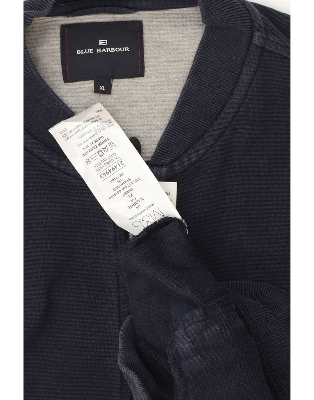 Marks & Spencer Herren Blue Harbor Trainingsanzug Top Jacke XL Marineblau Baumwolle