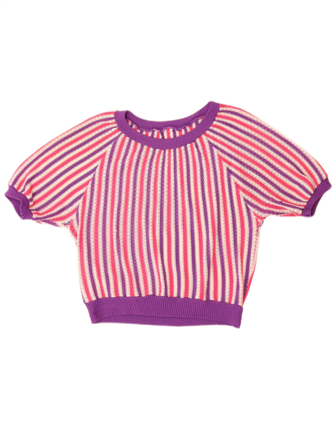 VINTAGE Damen-Pullover mit U-Boot-Ausschnitt, Gr. 14, groß, mehrfarbig gestreift