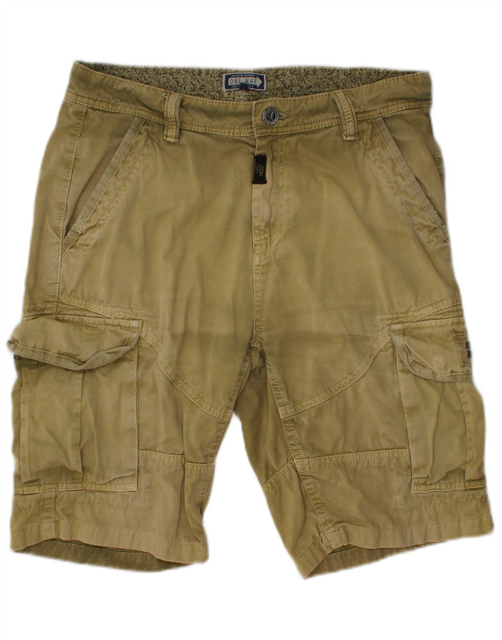 ONE WAY Herren Cargoshorts Medium W32 Khaki Baumwolle