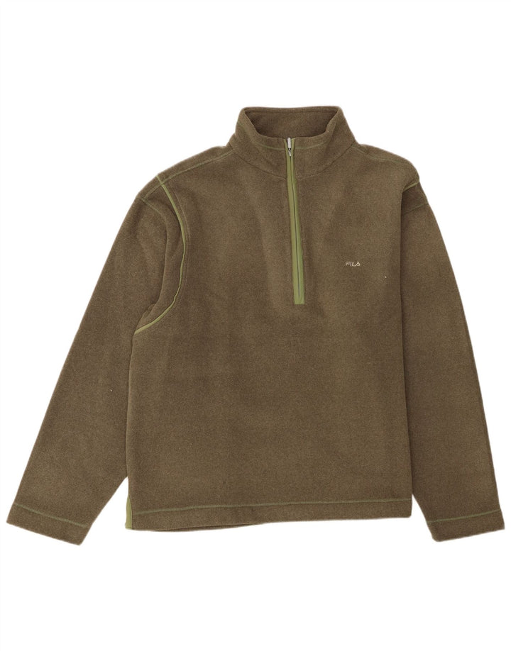 Fila Herren-Sweatshirt mit Reißverschluss am Hals, 2XL, Khaki, Polyester