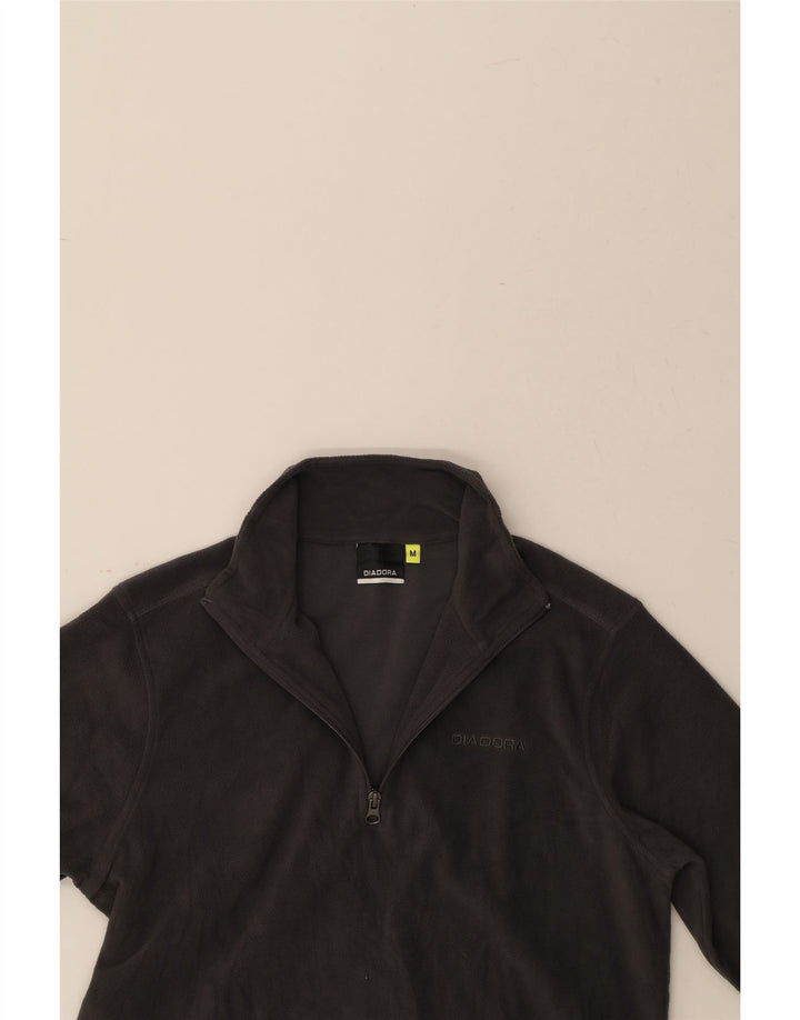 DIADORA Mens Zip Neck Fleece Jumper Medium Grey Vintage Diadora and Second-Hand Diadora from Messina Hembry 
