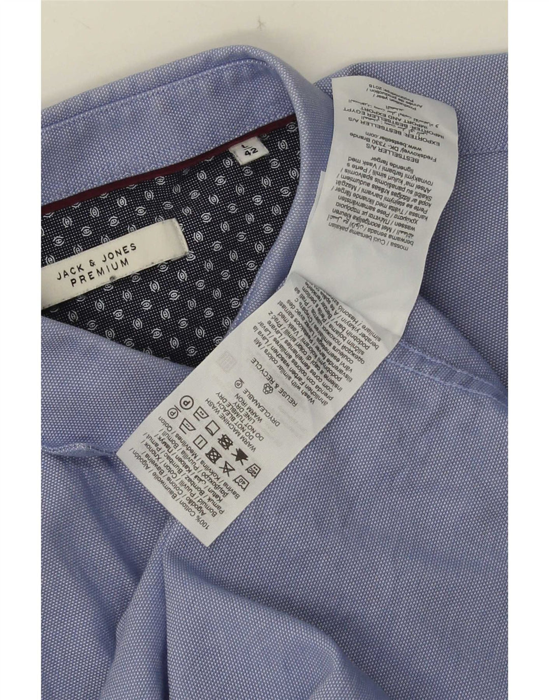 Jack & Jones Herrenhemd, Größe 42, groß, blaue Baumwolle