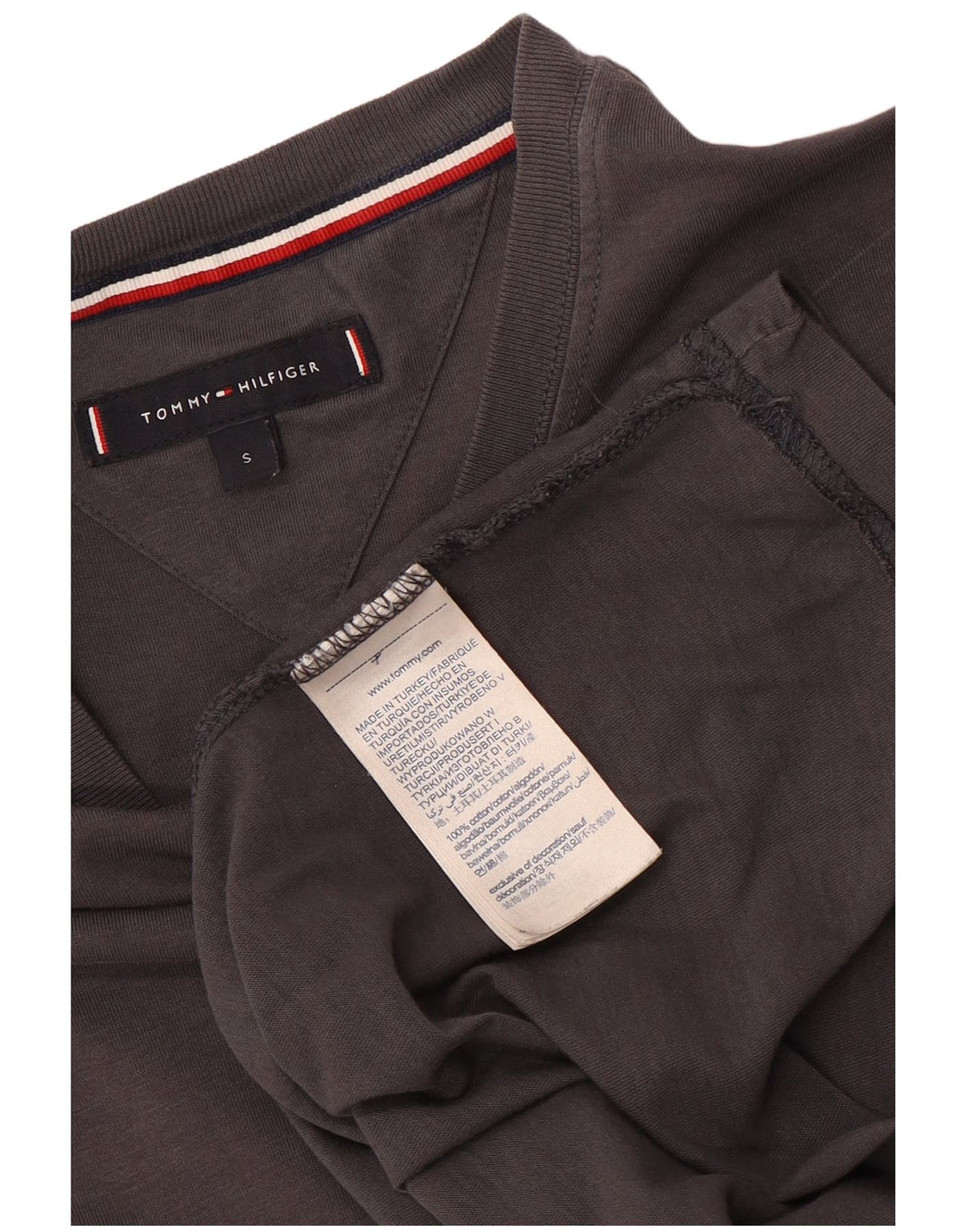 Tommy Hilfiger Herren T-Shirt Top Small Grau Baumwolle