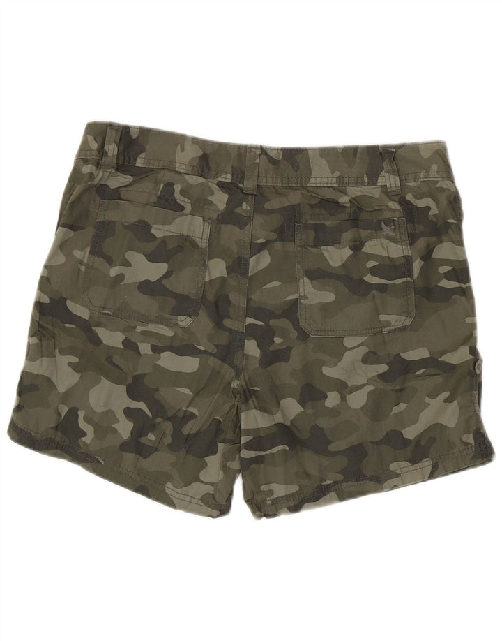 EDDIE BAUER Damen Chinoshorts US 12 Large W36 Khaki Camouflage Baumwolle