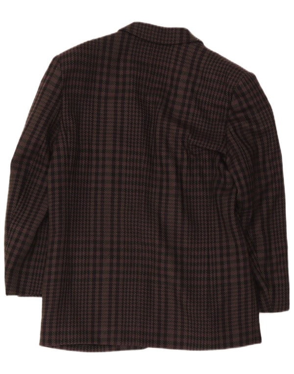 Helyett Damen-Blazer mit 1 Knopf, IT 42, mittelbraune Wolle mit Hahnentrittmuster