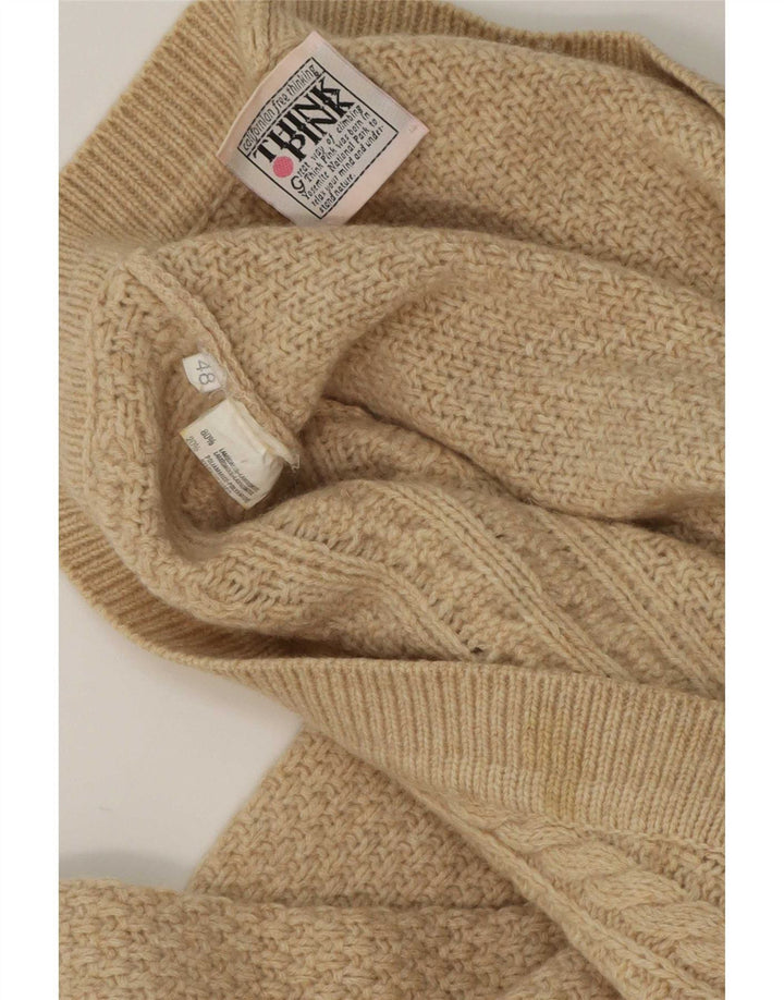 Think Pink Herren-Strickjacke IT 48 Mittelbeige Lammwolle