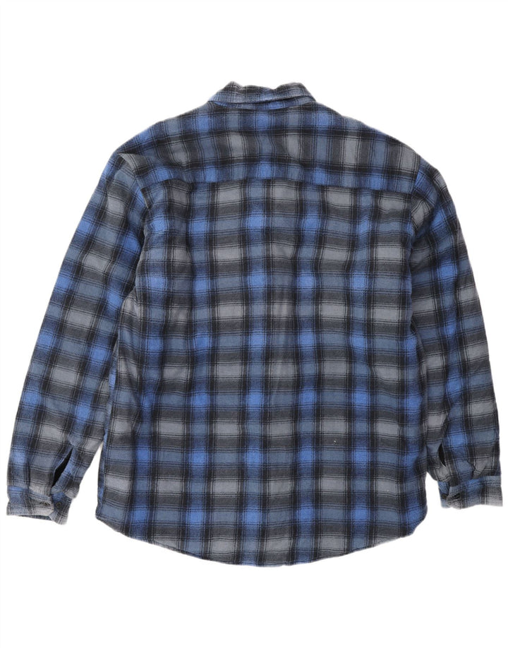 VINTAGE Herren Flanellhemd XL Blau kariert Baumwolle