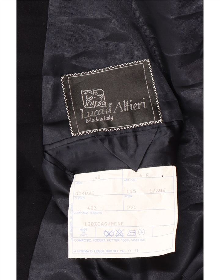 LUCA D'ALTIERI Zweireihiger Herrenmantel IT 48 Medium Navy Blue Classic