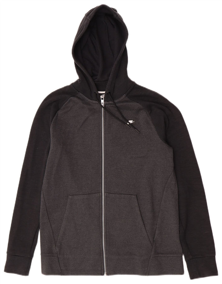 Nike Herren-Kapuzenpullover mit Reißverschluss, mittelgraue Colourblock-Baumwolle