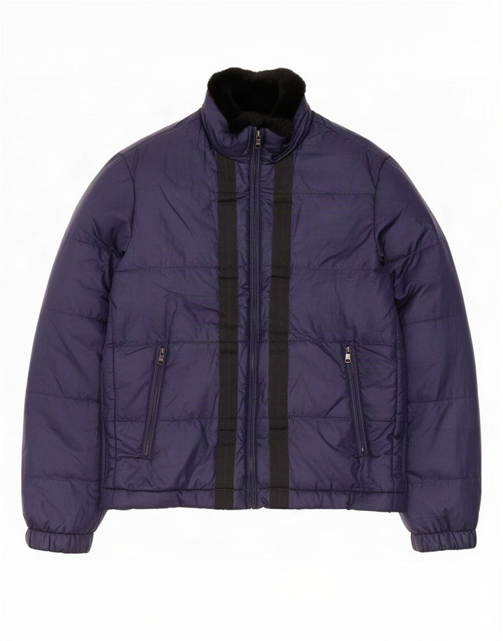 Hugo Boss Herren Wattierte Jacke EU 48 Medium Marineblau Polyester