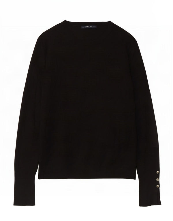Zara Damen-Pullover mit U-Boot-Ausschnitt, Größe 44, Schwarz