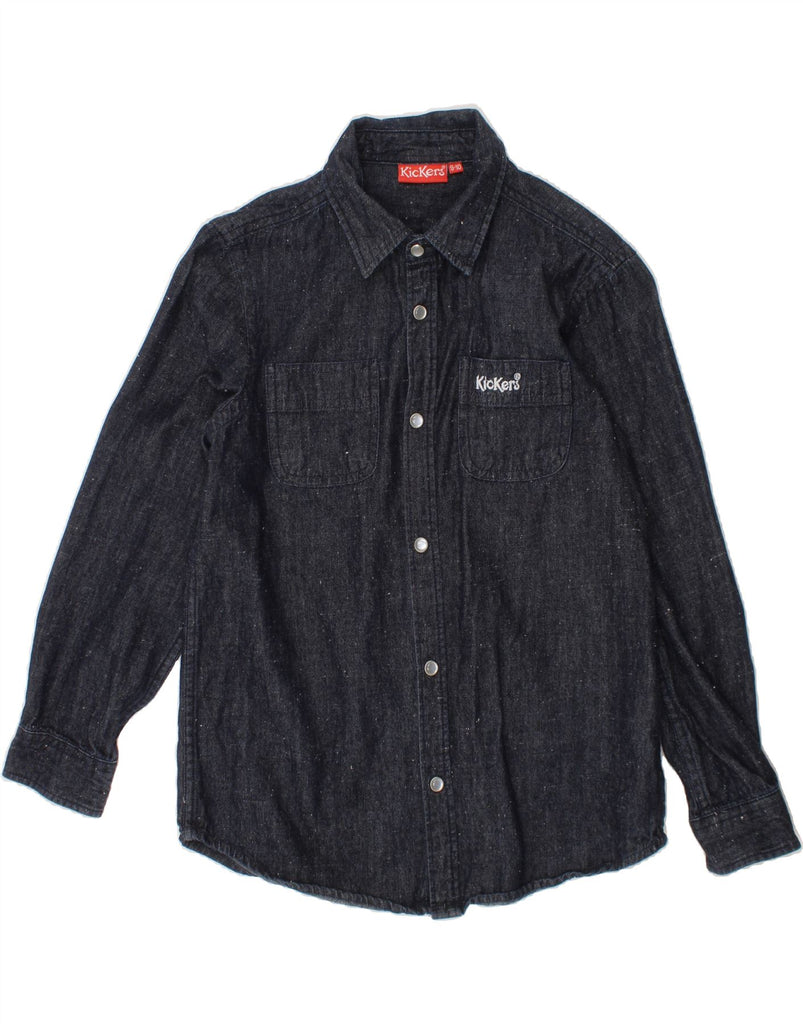 KICKERS Boys Denim Shirt 9-10 Years Navy Blue Flecked Cotton Vintage Kickers and Second-Hand Kickers from Messina Hembry 