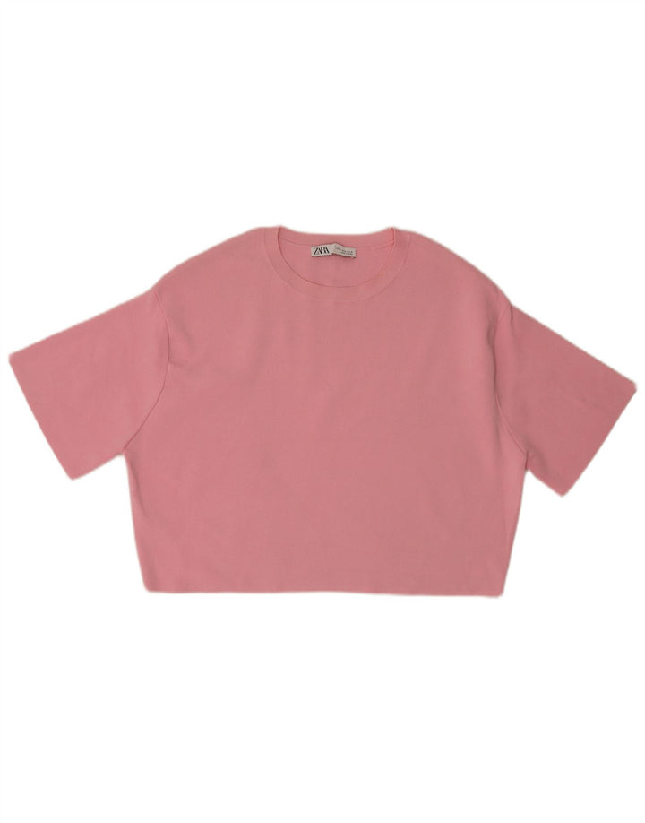 Zara Damen Crop Top UK 14 Mittelrosa Nylon