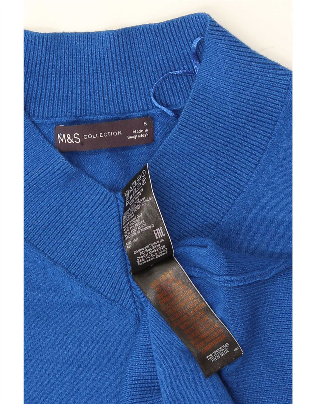 Marks & Spencer Damen-Pullover mit bauchfreiem V-Ausschnitt, Gr. 10, Größe S, Blau