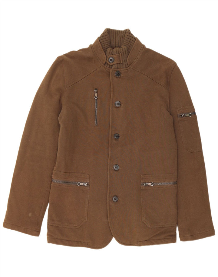 Zara Herren-Windbreaker-Jacke, UK 38, mittlere Khaki-Baumwolle