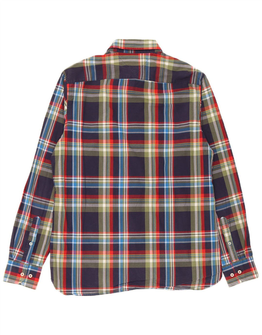 Tommy Hilfiger Mens Regular Fit Shirt Medium Navy Blue Check Cotton