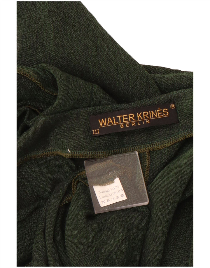 VINTAGE Damen Crop Cardigan Top UK 16 Große grüne Baumwolle