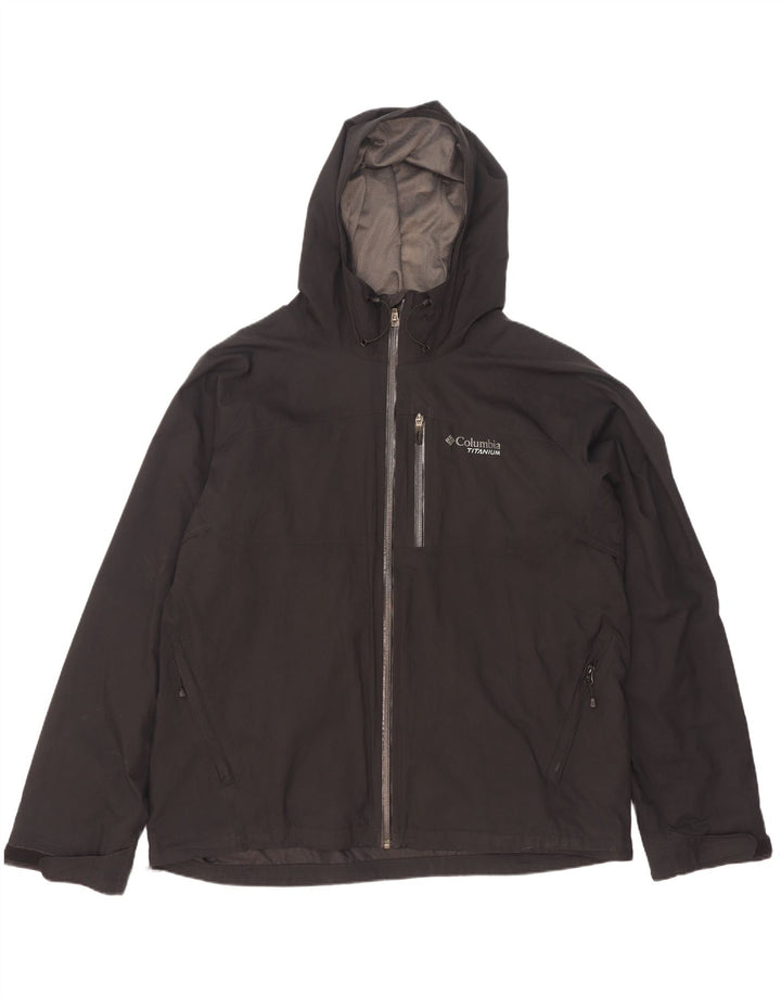 Columbia Mens Titanium Hooded Rain Jacket UK 42 XL Schwarz Polyester