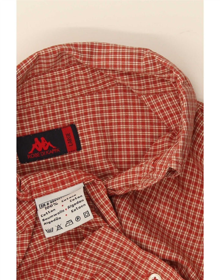 Kappa Herrenhemd, großes rotes Gingham-Baumwollhemd