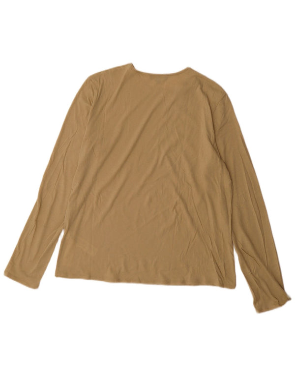 Massimo Dutti Damen Top Langarm UK 14 Mittelbeige Baumwolle