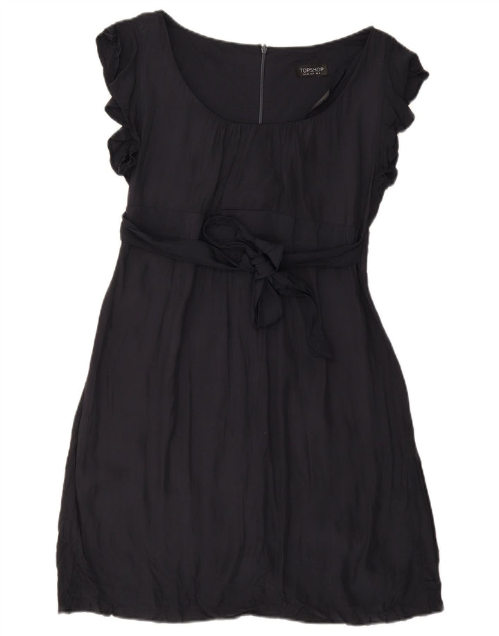 Topshop Damen A-Linien-Kleid UK 12 Medium Marineblau Viskose