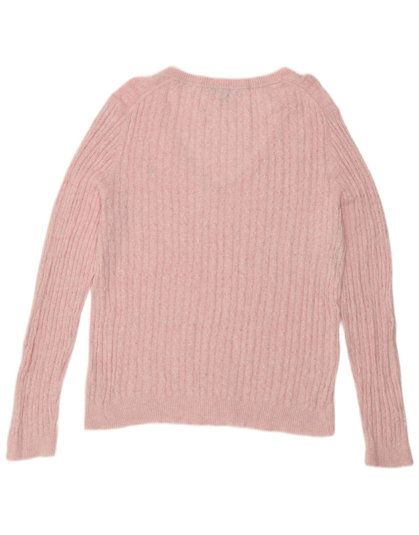 Tommy Hilfiger Damen-Pullover mit V-Ausschnitt, Gr. 16, Größe L, Rosa, Baumwolle