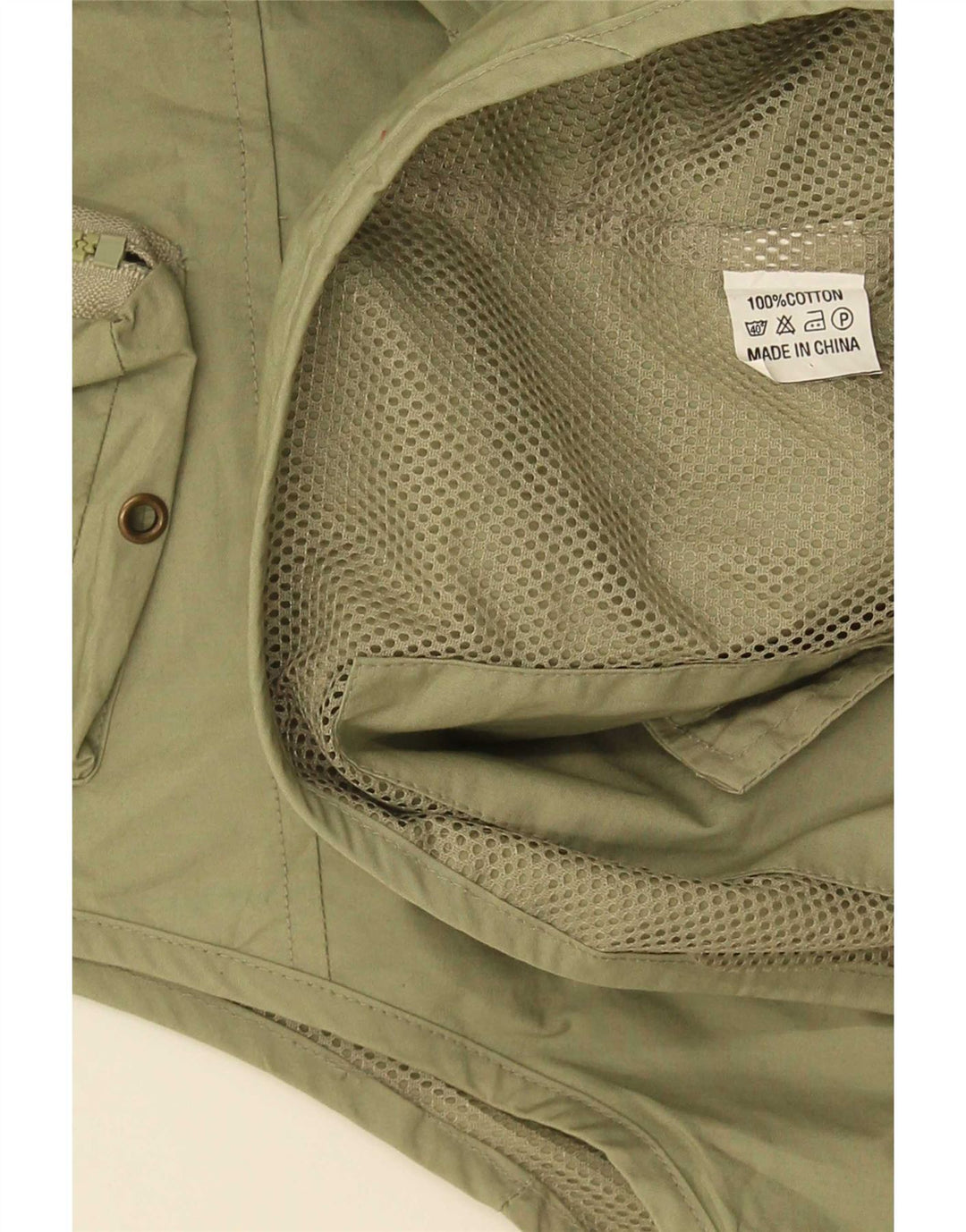 Vintage Herren Utility Gilet IT 58 4XL Khaki Baumwolle