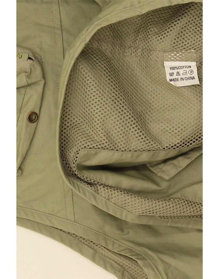 Vintage Herren Utility Gilet IT 58 4XL Khaki Baumwolle