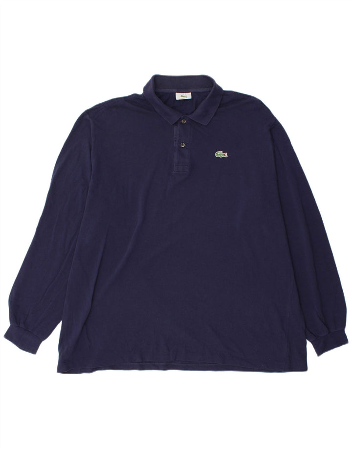 Lacoste Herren-Langarm-Poloshirt, Größe 7 2XL, marineblaue Baumwolle
