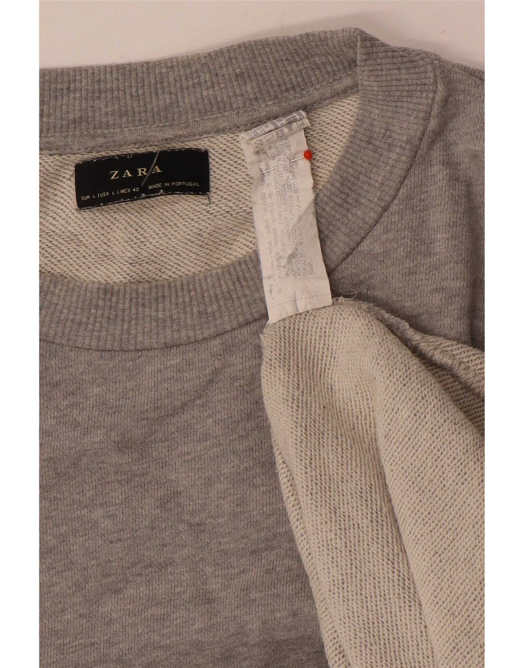 Zara Herren-Sweatshirt-Pullover, große grau gefleckte Baumwolle