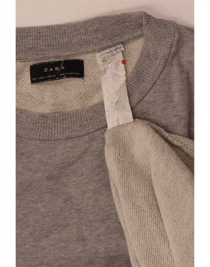 Zara Herren-Sweatshirt-Pullover, große grau gefleckte Baumwolle