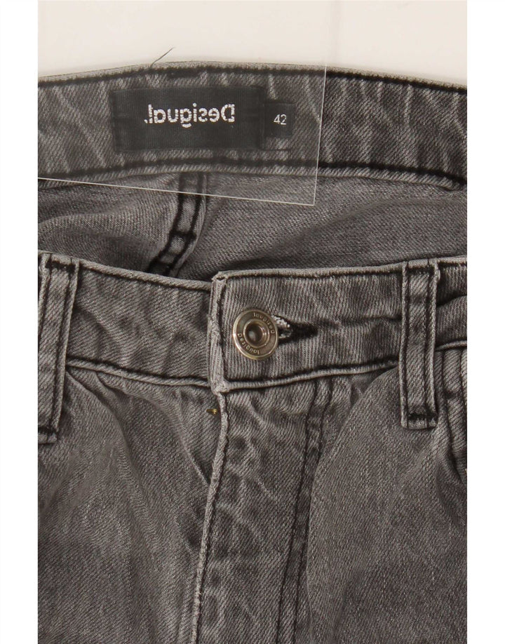 Desigual Damen-Jeans mit abstraktem Muster, gerade, EU 42, groß, W32, L28, Grau