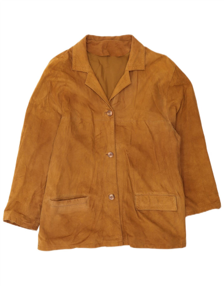 Conbipel Damen-Blazerjacke aus Wildleder mit 3 Knöpfen, UK 14, mittelbraunes Leder