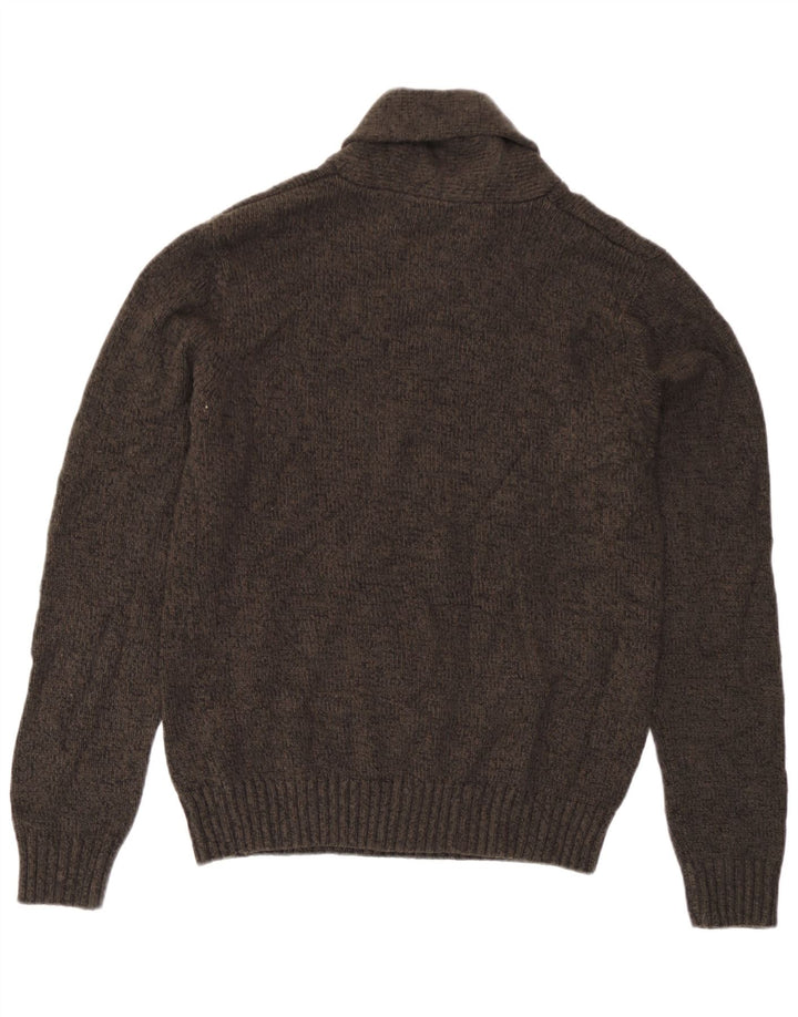 Marks & Spencer Herren-Pullover mit Schalkragen, klein, braun geflecktes Acryl