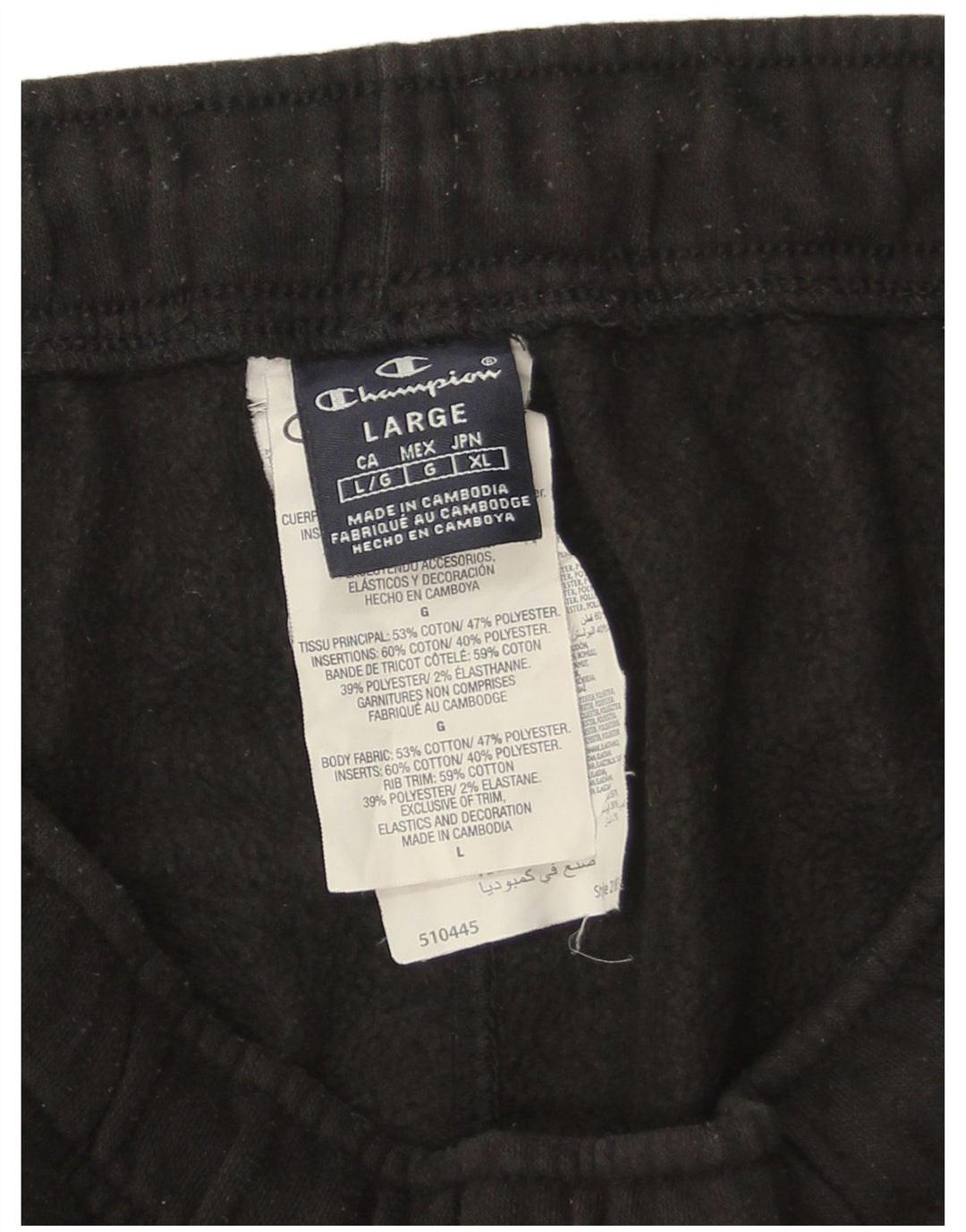 Champion Herren-Trainingshose, Jogginghose, Größe L, Schwarz, Baumwolle