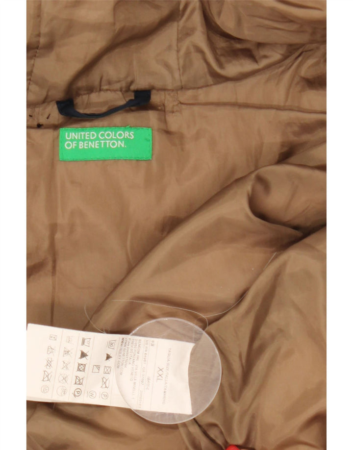Benetton Wattierte Damenjacke mit Kapuze, UK 20 2XL, Marineblau, Polyester