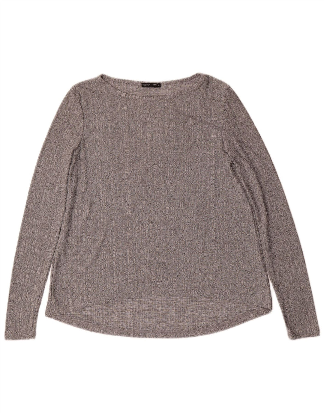 Zara Damen Top Langarm UK 10 Small Grau meliert